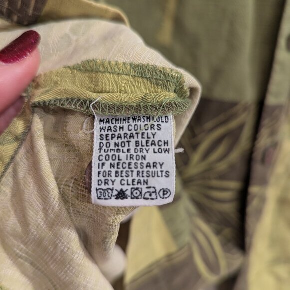 TOMMY BAHAMA 100% Silk Bird of Paradise Shirt L Button Down Short-Sleeve Green - Picture 7 of 11